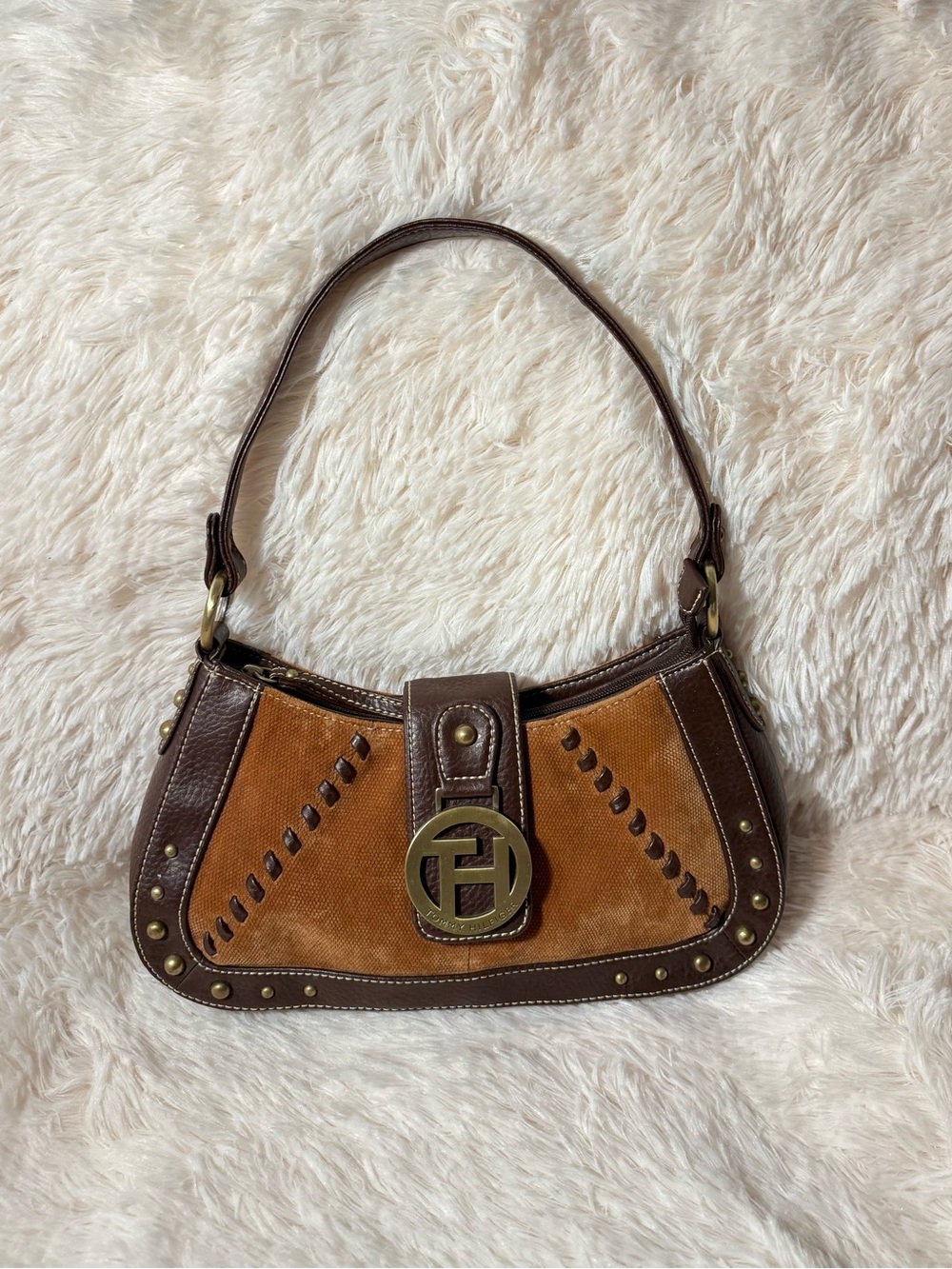 Tommy Hilfiger Brown Monogram Shoulder Purse ✨